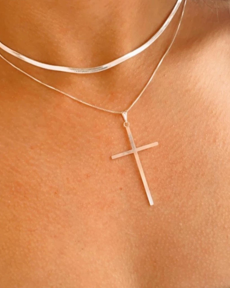 Colar e Shocker Crucifixo Prata  My Mulher